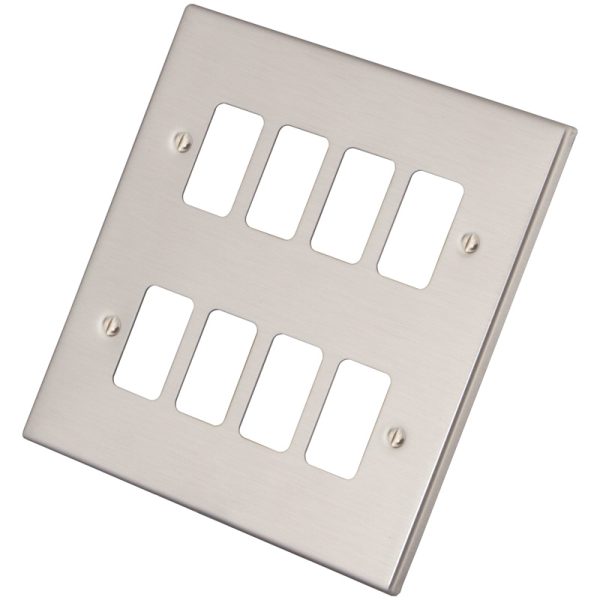 Brushed Chrome 8 Gang Grid Plate 6030-355