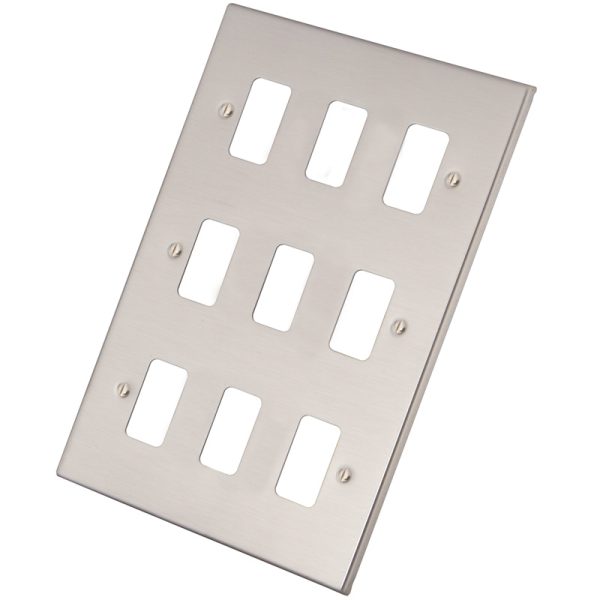 Brushed Chrome 9 Gang Grid Plate 6030-356