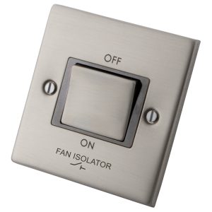 Stainless Steel 3 Pole Fan Isolater Switch 6033-011 - Grey Insert