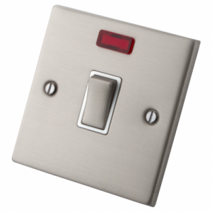 Stainless Steel 20A Double Pole Switch c/w Neon