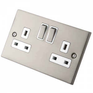Stainless Steel 2 Gang 13 Amp Socket
