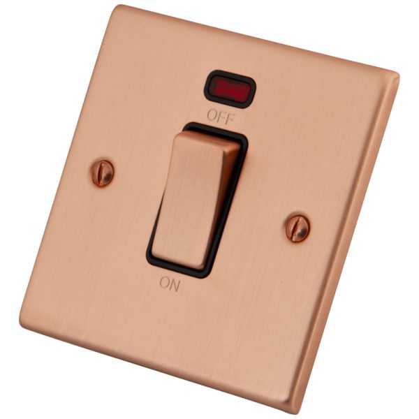 Copper 1 G 45A Cooker Switch & Neon 6102-201