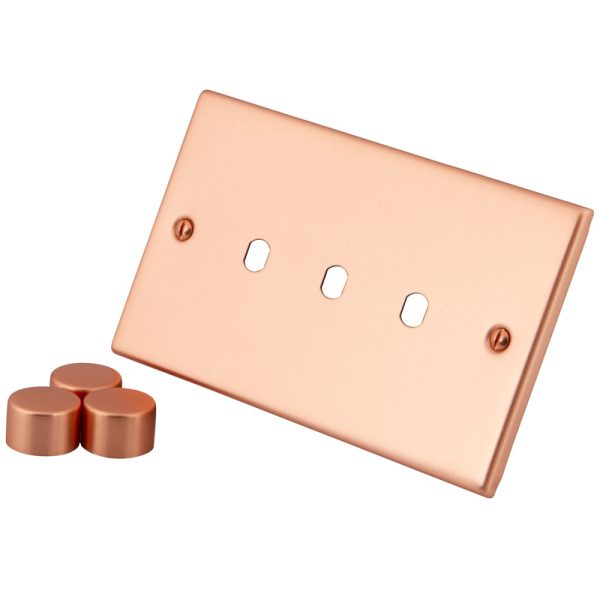 Copper 3 Gang Dimmer Plate c/w Knob 6102-223