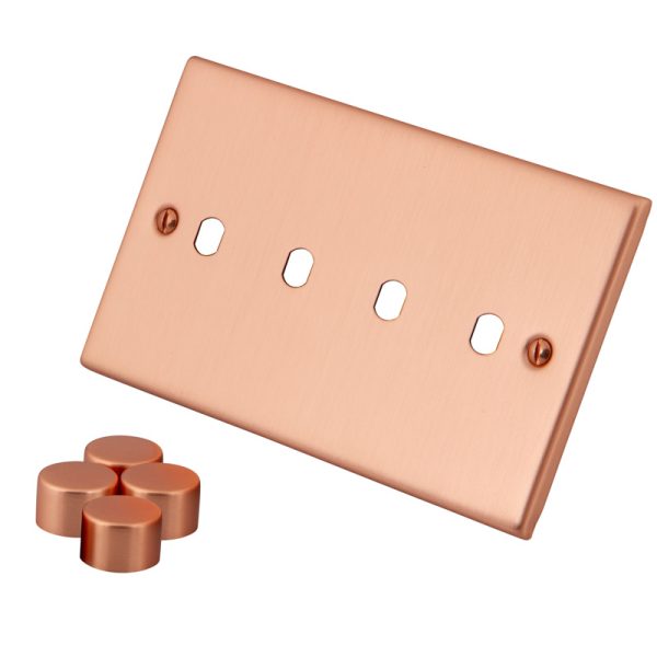Copper 4 Gang Dimmer Plate c/w Knob 6102-224