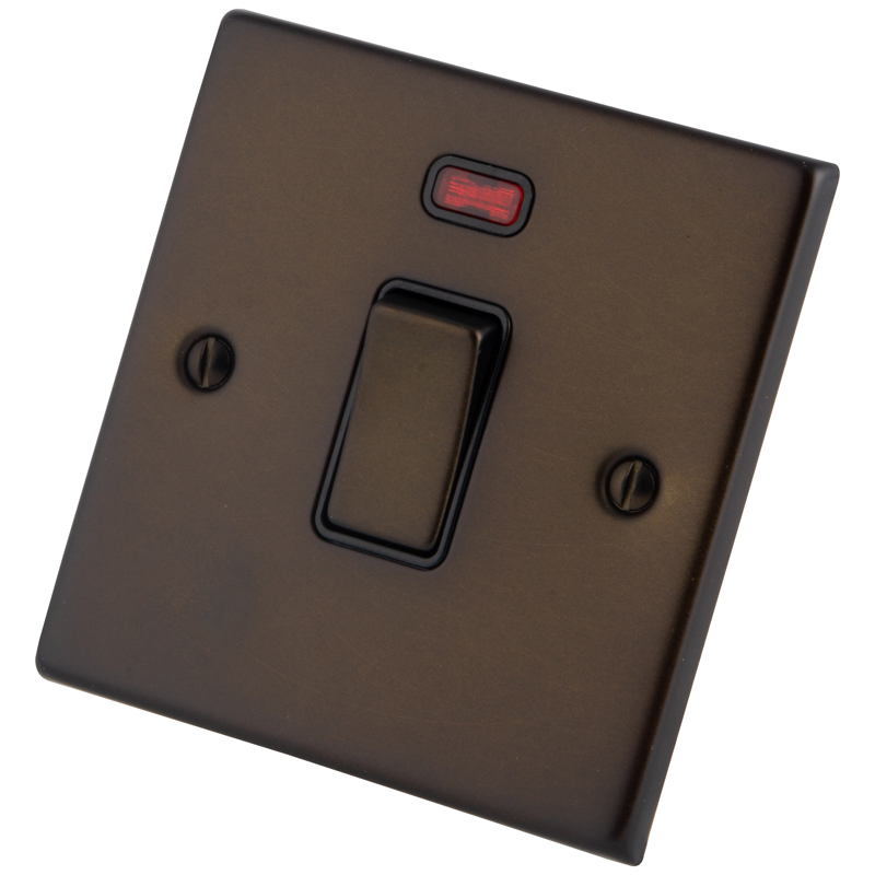 Dark Bronze 20A  Double Pole Sw c/w Neon 6062-051