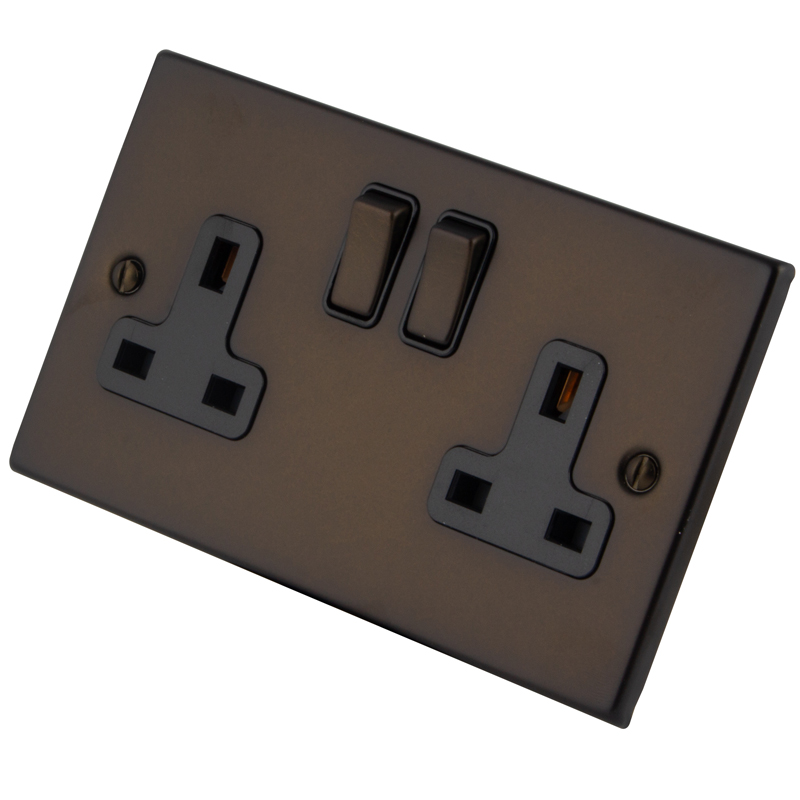 Dark Bronze 2 Gang 13 Amp  Switched Socket 6062-105