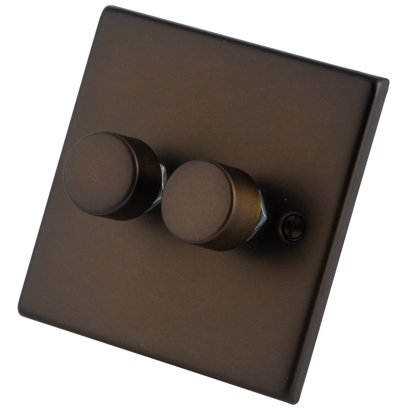 Dark Bronze 2 Gang 2 Way 400W Dimmer 6060-022