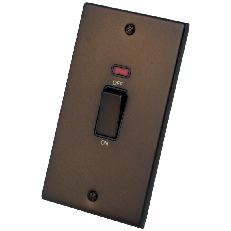 Dark Bronze 2 Gang 45A Cooker Switch & Neon 6062-203