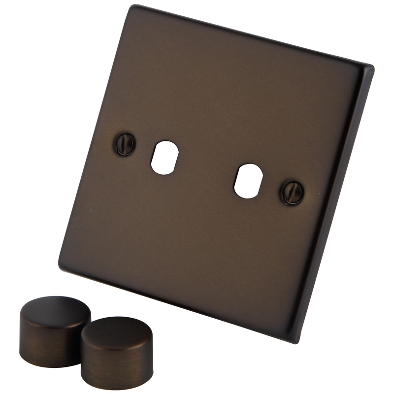 Dark Bronze 2 Gang Dimmer Plate & Knobs 6060-222