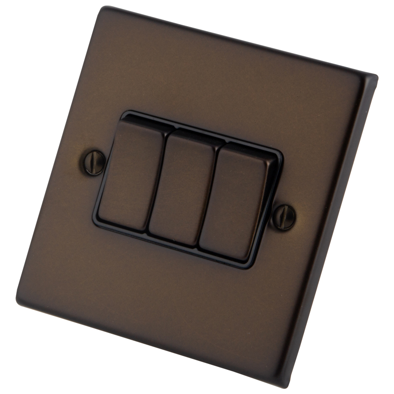Dark Bronze 3 Gang 2 Way  Switch 6062-004