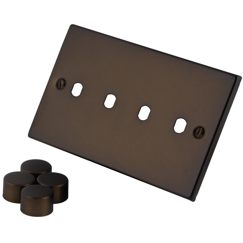 Dark Bronze 4 Gang Dimmer Plate & Knobs 6060-224