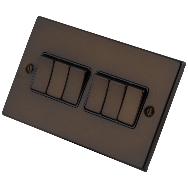 Dark Bronze 6 Gang 2 Way Switch 6062-006