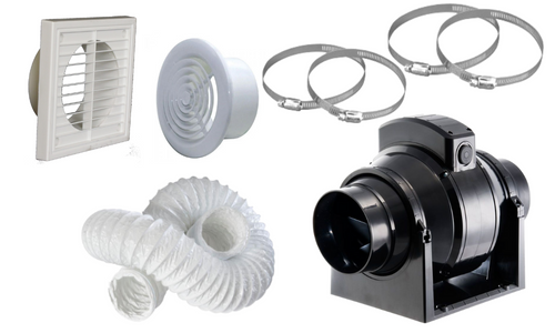 Manrose 4" Timer Mixed Flow Fan KIT IPX4