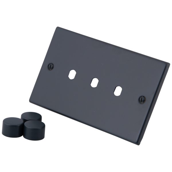 Granite Blue 3 Gang Dimmer Plate c/w Knob 6103