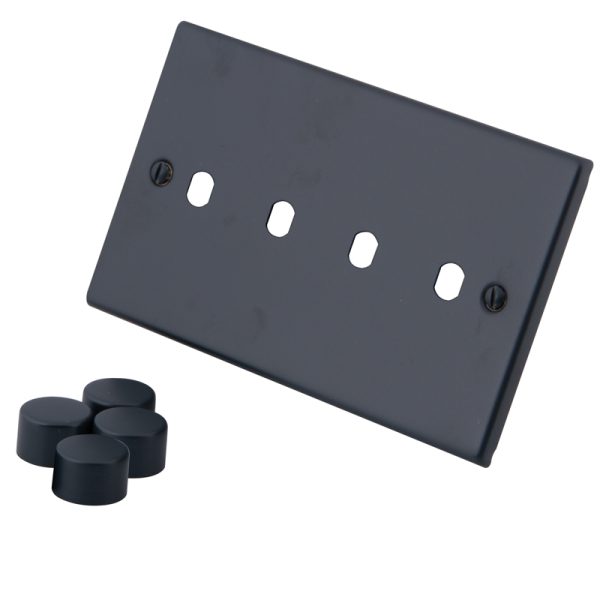 Granite Blue 4 Gang Dimmer Plate c/w Knob 6103