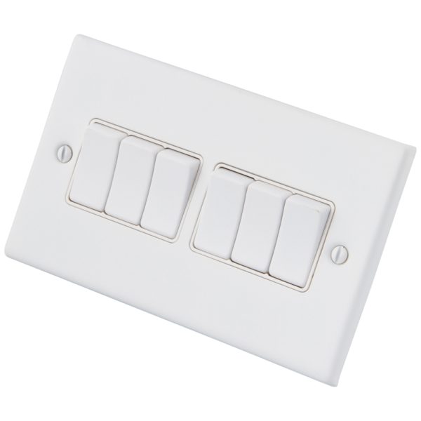 White 6 Gang 2 Way Switch 6011-006