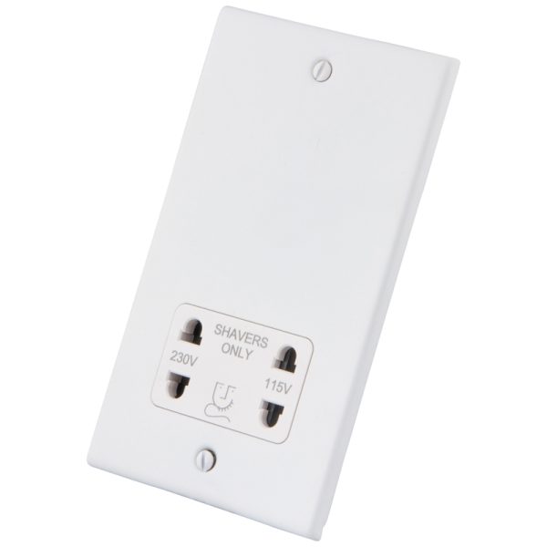 White 2 Gang Shaver Socket 6011-110
