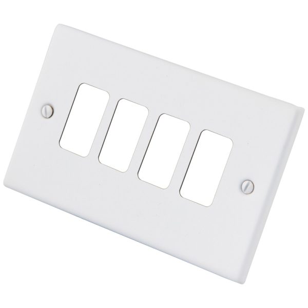 White 4 Gang Grid Plate 6011-353