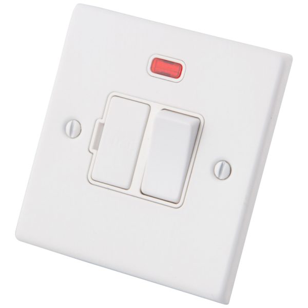 White 13A Switched Fused Spur Neon 6011-045