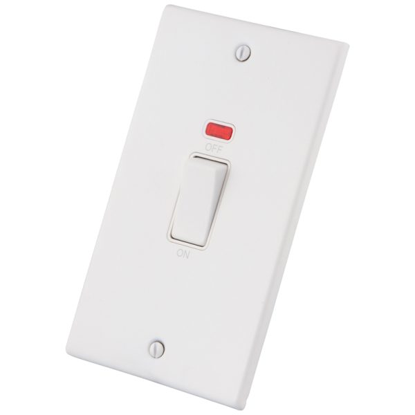 White 2 Gang 45A Cooker Switch Neon 6011-202