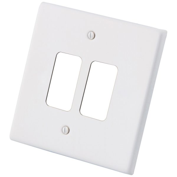 White 2 Gang Grid Plate 6011-351
