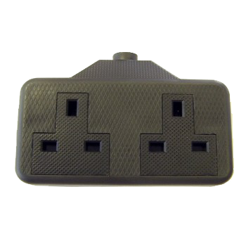 Plymouth 2 Gang 13 Amp Rubber Socket Block - Black