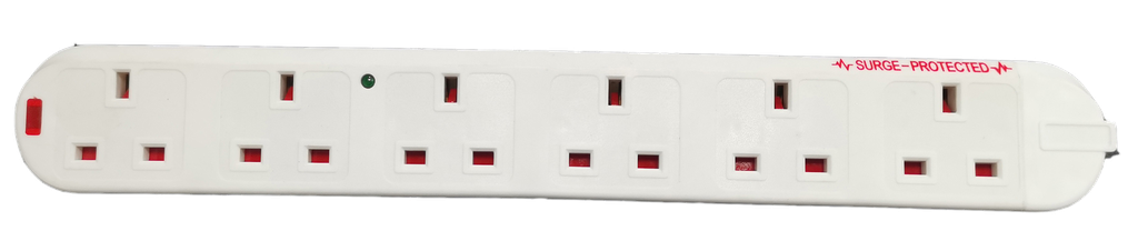 Plymouth 6 Gang 13 Amp Surge Block - White