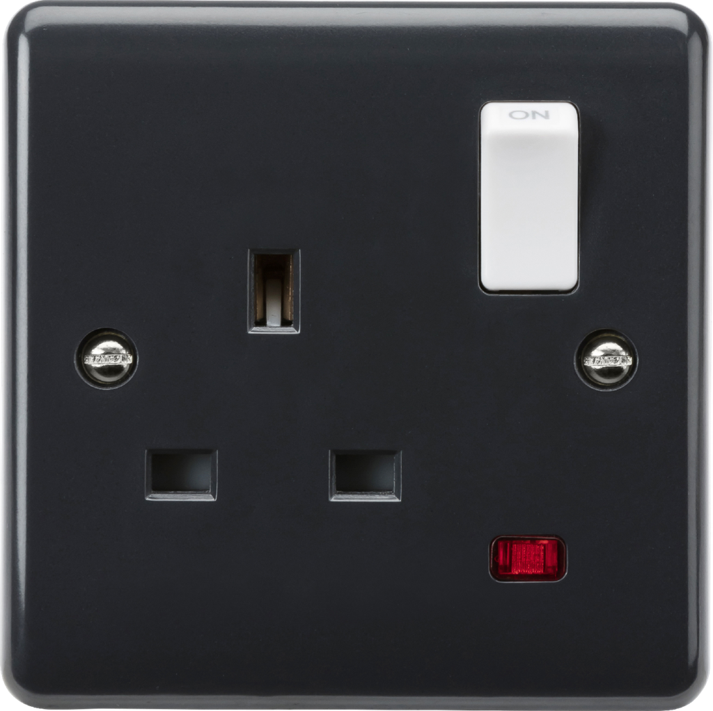 Iona Part M 1 Gang Flush Socket Switched + Neon Light