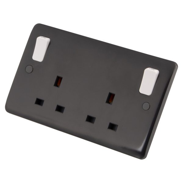 Iona Part M 13 Amp 2 Gang Flush Socket Switched - Outside Rockers