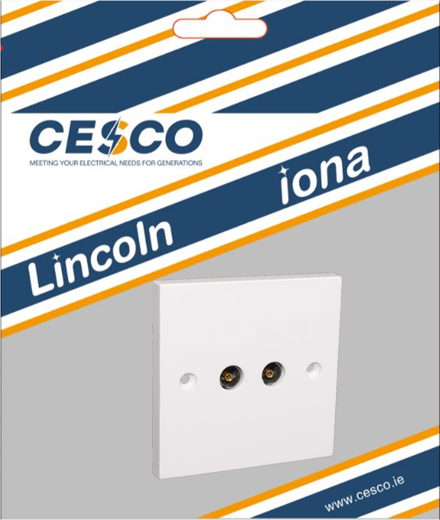 Lincoln 2 Gang Flush TV Socket Pre Packed