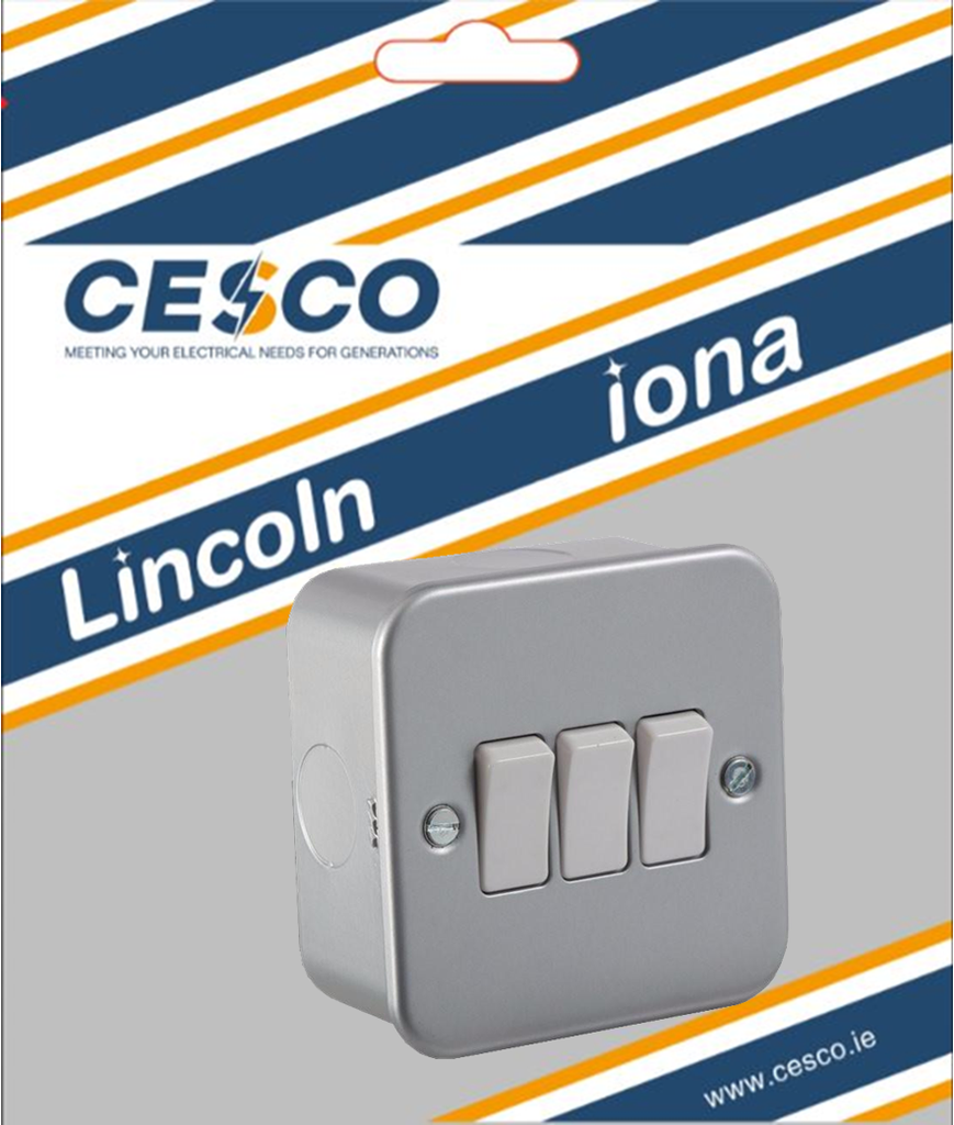 Metalclad 3 Gang 2 Way Switch Pre Packed