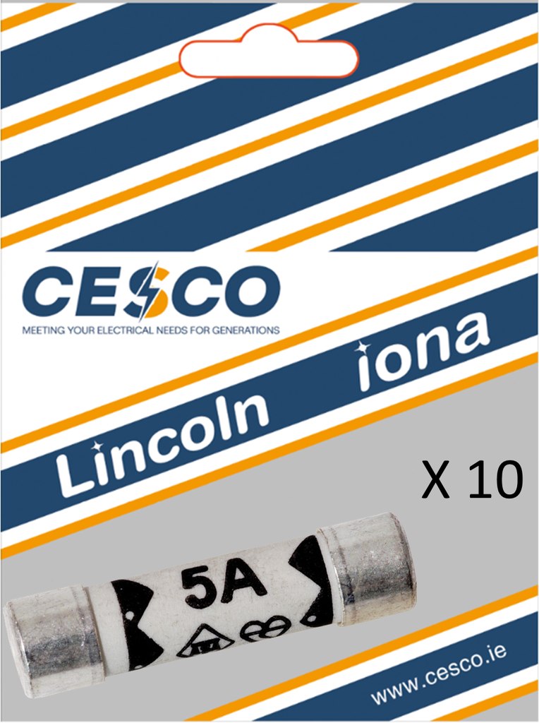 Lincoln 5 Amp -  10 Pack  Plugtop Fuse Pre Packed