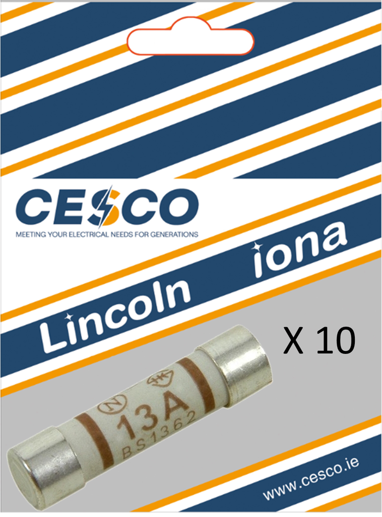 Lincoln 13 Amp - 10 Pack Plugtop Fuse Pre Packed