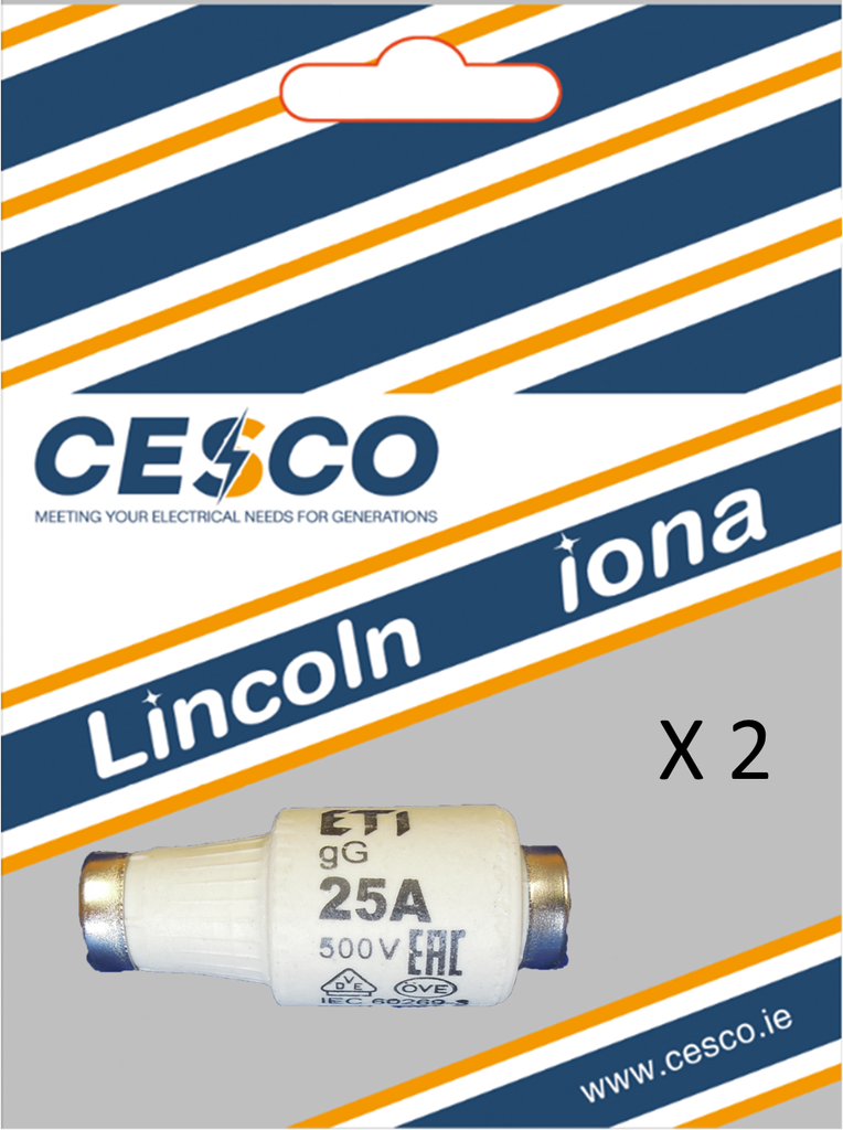 Cesco 25 Amp 2 Pack DZII Fuse Pre Packed
