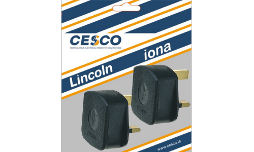 Lincoln 13 Amp Black Rubber Plug Top - 2 Pk