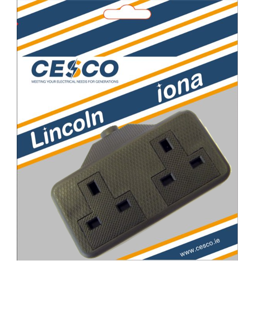 [PP/NSK444R] Plymouth 2 Gang 13 Amp Rubber Socket Block - Black Pre Packed