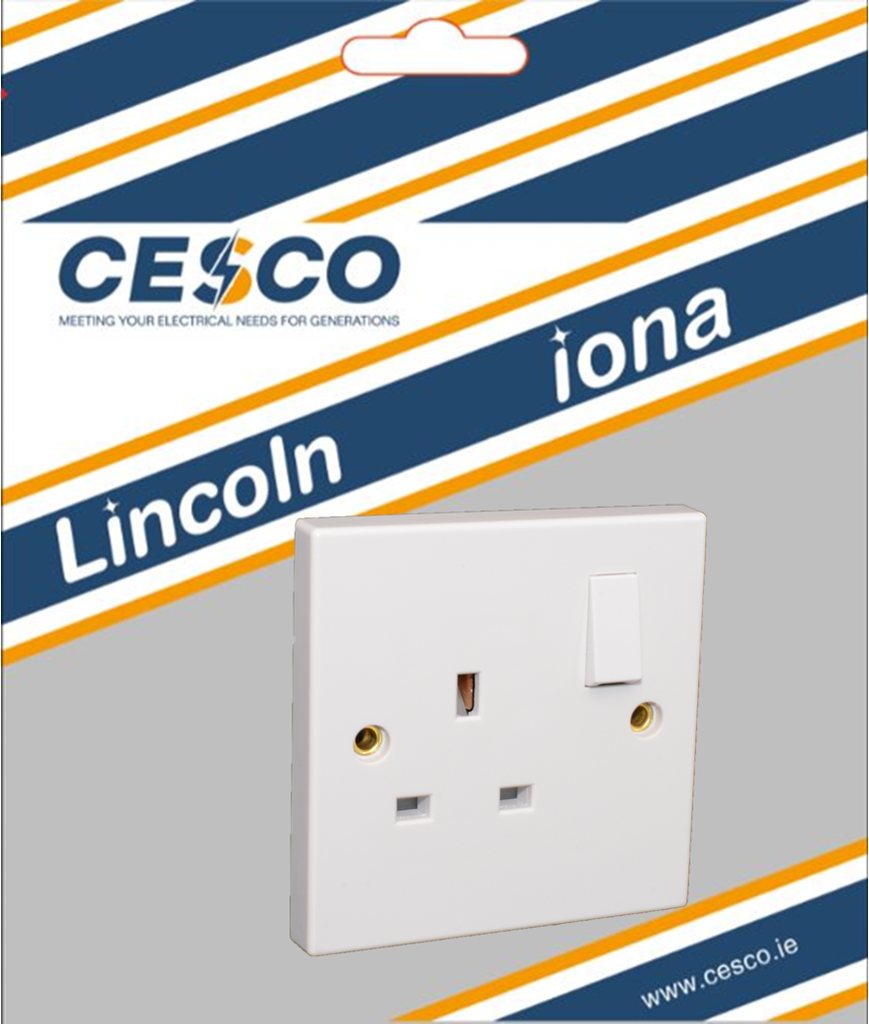 Lincoln 13 Amp 1 Gang Switched Socket Pre Packed