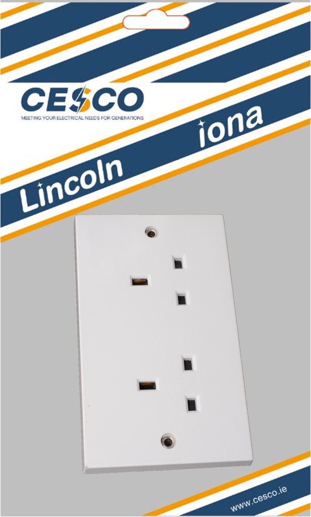 Lincoln 13 Amp 2 Gang Socket Pre Packed