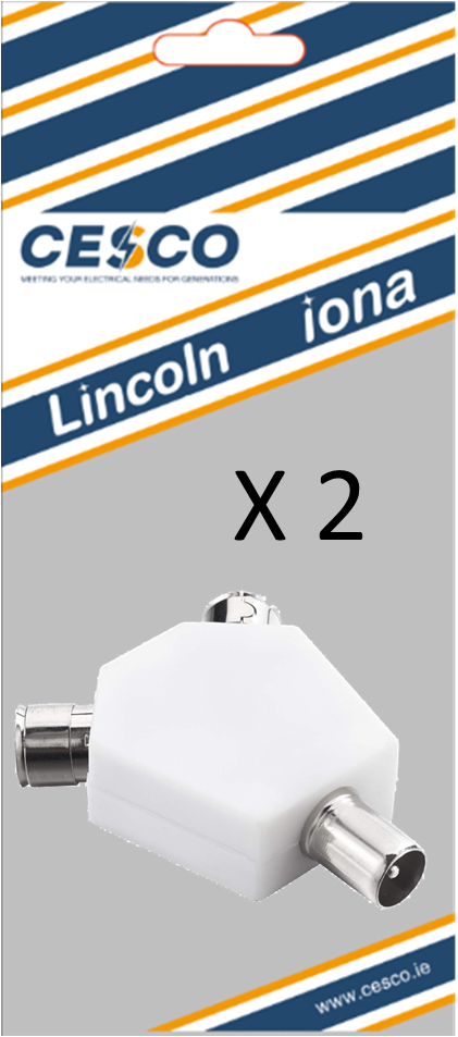 Cesco Co-Axial Aerial Splitter  - 2 Pack Pre Packed
