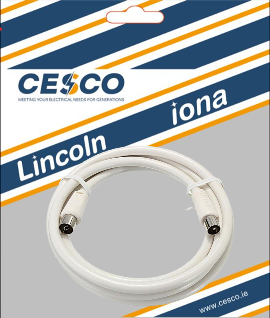 [PP/TVL/2M] Cesco 2 Metre Co-Axial TV Lead c/w 2 Plugs Pre Packed