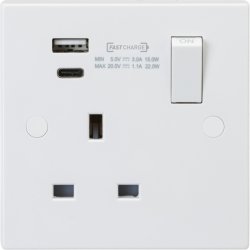 Lincoln 13Amp 2 Gang S/ Socket c/w USB-A & USB-C