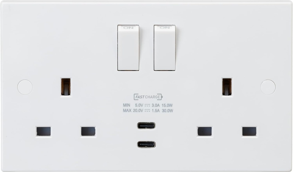 Lincoln 13 Amp 2 Gang S/Socket c/w 2 X USB-C