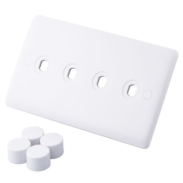 Iona 4 Gang Dimmer Plate + Knobs