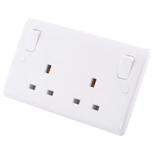 Iona 13 Amp 2 Gang Flush Socket Switched - Outside Rockers