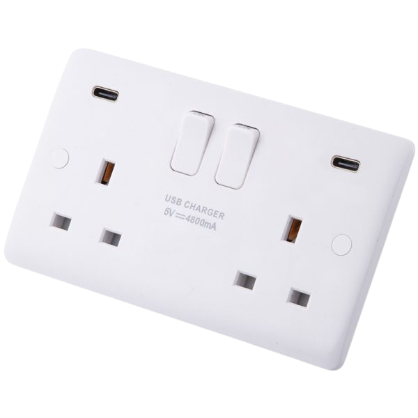 Iona 13 Amp 2 Gang S/Socket c/w 2 X USB-C