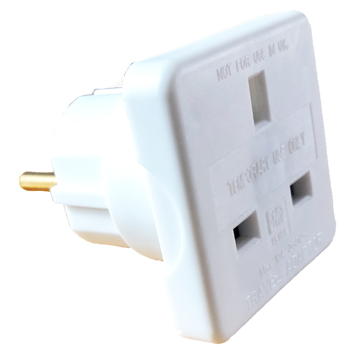 Lincoln European 2 Pin->13A 3 Pin Travel Adaptor