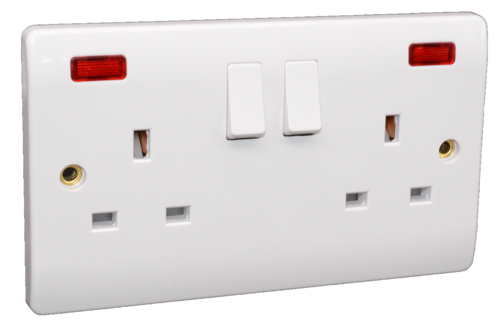 Iona 13Amp 2 Gang Flush Socket Switched+Pilot Light