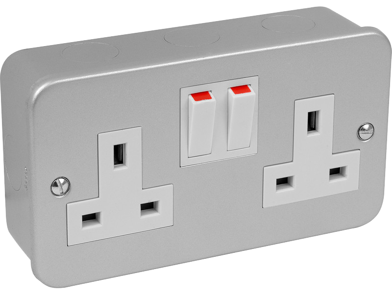 [SM213SS] Metalclad 13 Amp 2 Gang Switched Socket