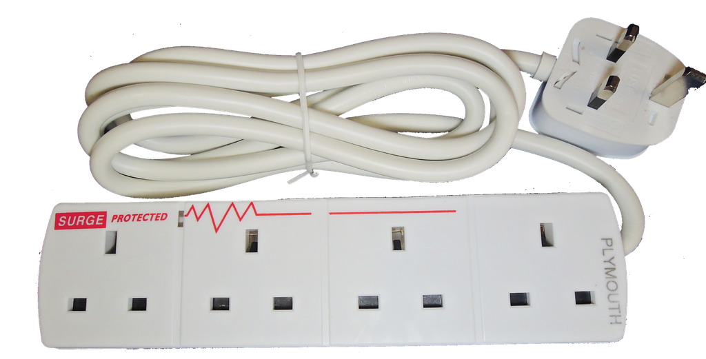 [SP4G/2] Plymouth 4 Gang 2 Metre Surge Protected Extension Lead
