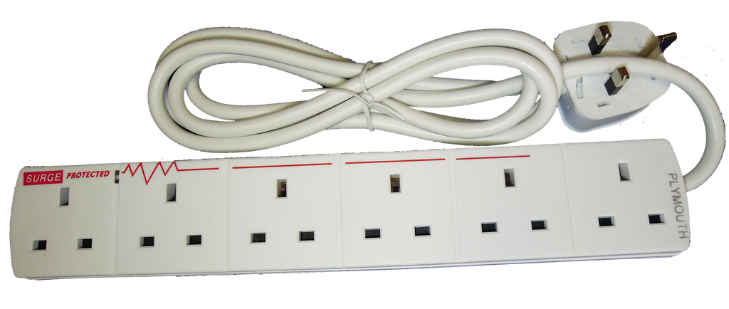 [SP6G/2] Plymouth 6 Gang 2 Metre Surge Protected Extension Lead